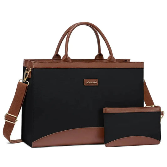 HKM-585875 15.6 Inch Canvas Laptop Tote Bag with Clutch Purse for Teachers and Professionals