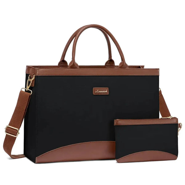 HKM-585875 15.6 Inch Canvas Laptop Tote Bag with Clutch Purse for Teachers and Professionals