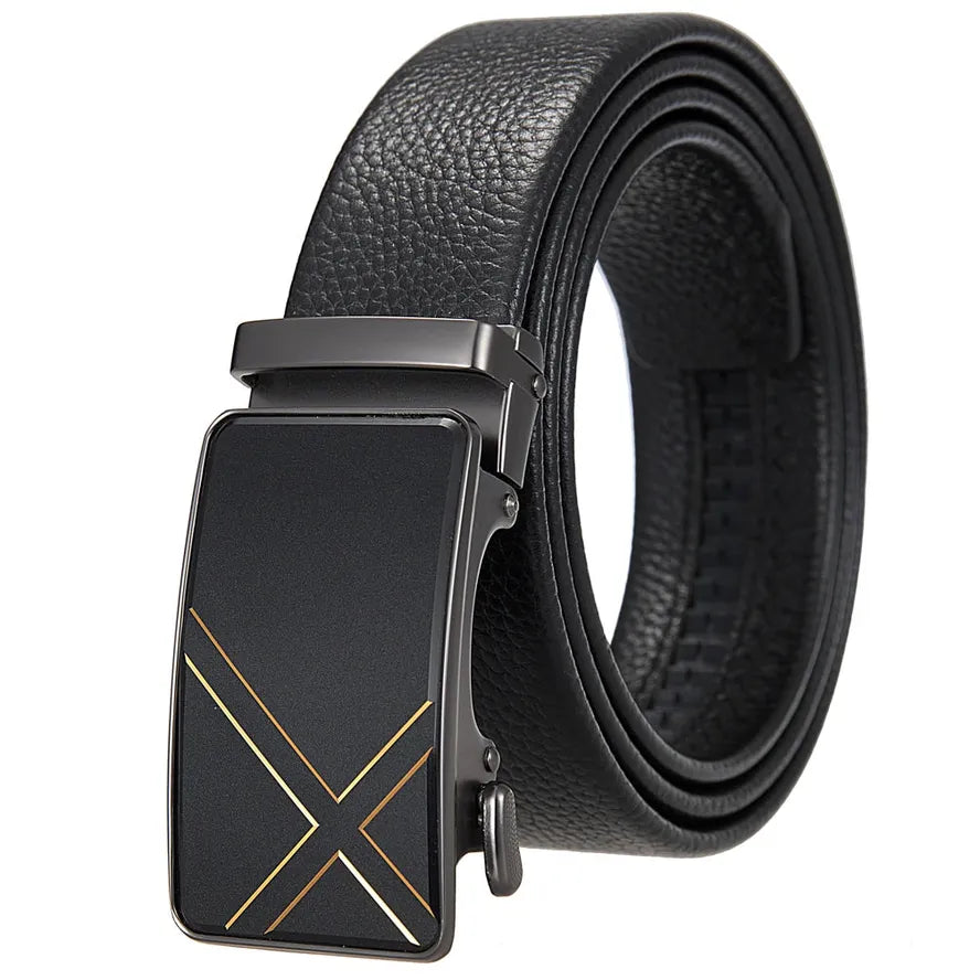HKM-585875 Men's Simple Automatic Buckle First Layer Leather Belt - Model LY36-25635-5