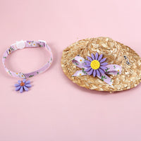 HKM-585875 Small Daisy Sun Flower Bell Funny Cat Stick Collar Bow Straw Hat