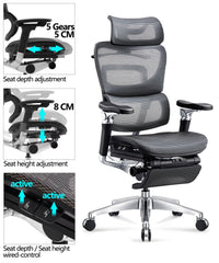 HKM-585939 Ergonomic Adjustable Mesh Executive Office Chair with 7D Armrests and Swivel Base