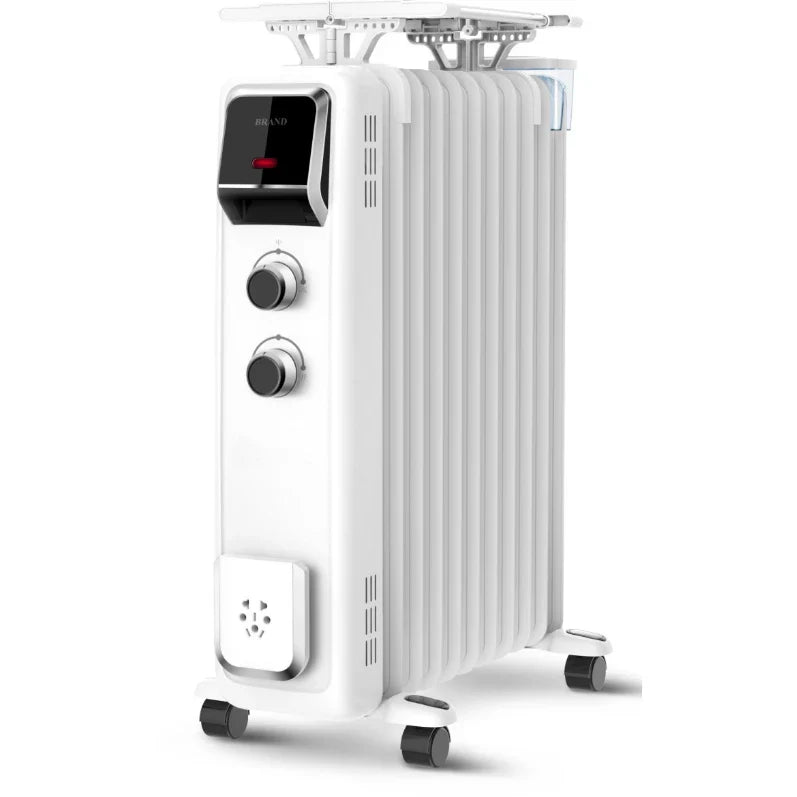 HKM-585939 Portable Oil-Filled Radiator with Adjustable Thermostat and Remote Control for Efficient Heating in Bedrooms and Living Rooms