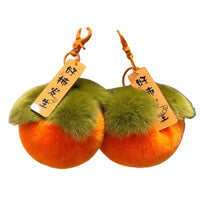 HKM-586003 Soft Fluffy Persimmon Ball Pendant Key Chain for Bag, Mobile, and Car Decoration