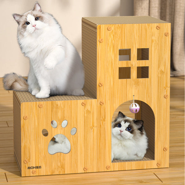 HKM-5860925 Multifunctional Cat Scratch Board and Nest with Toy Ball, Corrugated Paper Design