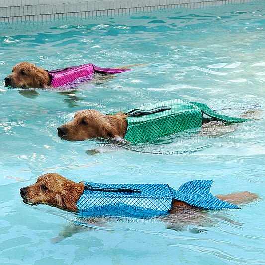 HKM-5861309 Pet Swimming Vest - Shark, Duck, & Mermaid Designs in Waterproof Nylon/Polyester