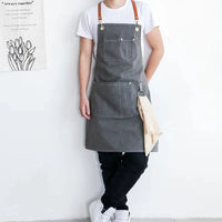 HKM-586195 Canvas Kitchen Apron with Custom Logo, Eco-Friendly Workwear for Hair Stylists and Art Painting
