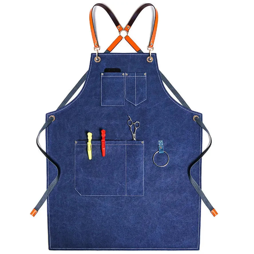 HKM-586195 Canvas Kitchen Apron with Custom Logo, Eco-Friendly Workwear for Hair Stylists and Art Painting