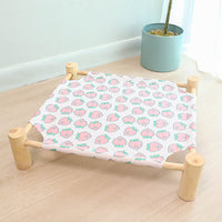 HKM-5862333 Wooden Frame Cat Hammock with Moistureproof Canvas Bed – Triangle Design, Pink & Full-Print Options, 53x48x13cm