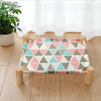 HKM-5862333 Wooden Frame Cat Hammock with Moistureproof Canvas Bed – Triangle Design, Pink & Full-Print Options, 53x48x13cm