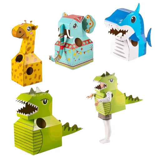 HKM-586323 Creative Wearable Dinosaur Cardboard Costume for Kids - DIY Role Play Toy