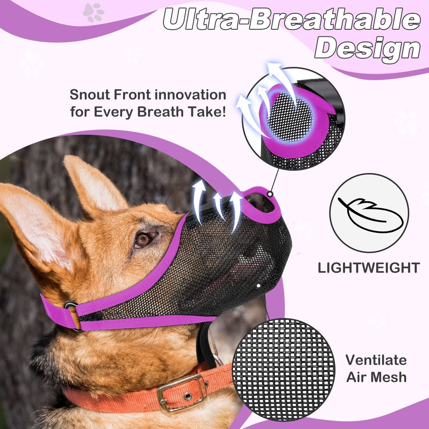 HKM-5863997 Breathable Mesh Dog Muzzle to Prevent Eating, Barking, and Biting