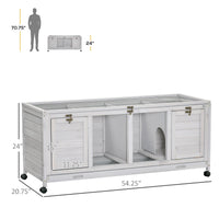 HKM-5864381 Spacious Rabbit Hutch with Wheels and Lockable Doors in Light Gray