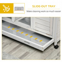 HKM-5864381 Spacious Rabbit Hutch with Wheels and Lockable Doors in Light Gray
