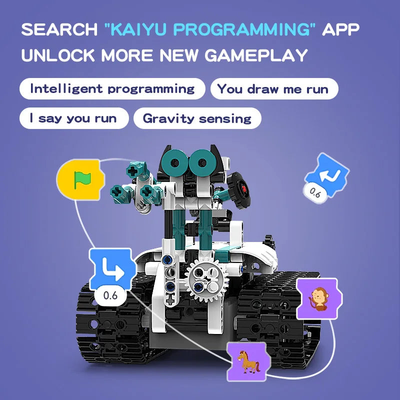 HKM-586451 5-in-1 Educational Steam Robot Building Block Set for Kids - DIY Electric Assembly 3D Puzzle Toy