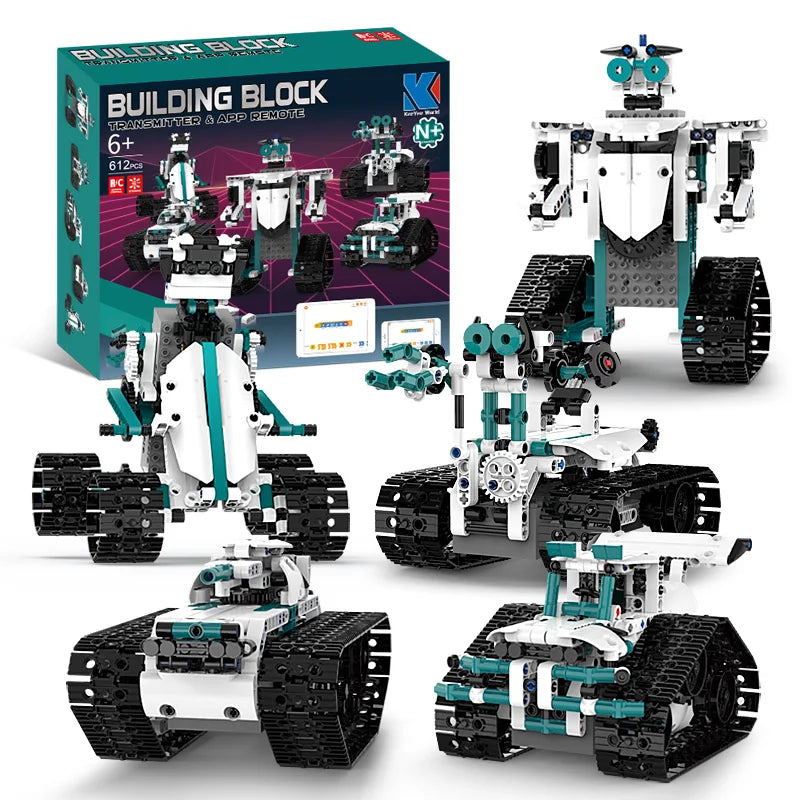 HKM-586451 5-in-1 Educational Steam Robot Building Block Set for Kids - DIY Electric Assembly 3D Puzzle Toy