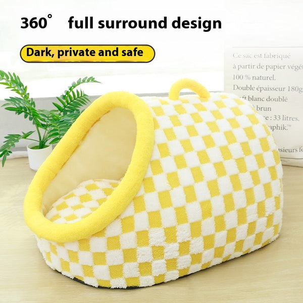 HKM-5864765 Warm Semi-Enclosed Dog House Pet Bed - Available in Multiple Colors and Sizes