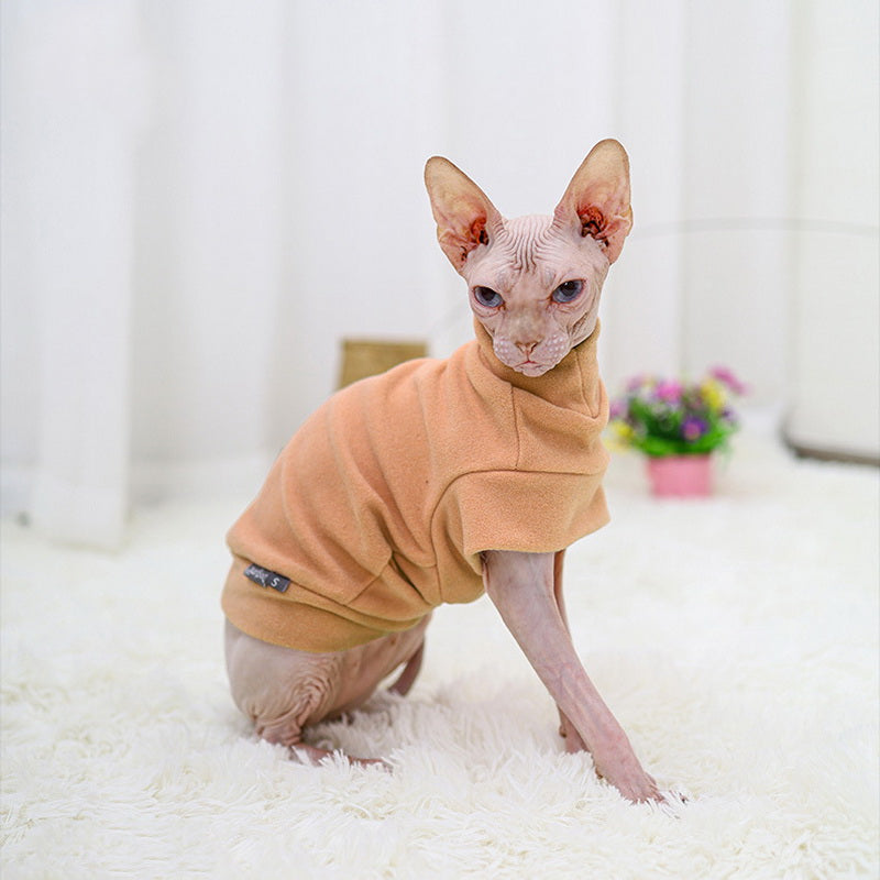 HKM-5864893 Warm Rabbit Plush Sweater for Hairless Cats - Lightweight Leisure Wear in Light Brown, Blue, Pink, Sizes S, M, L