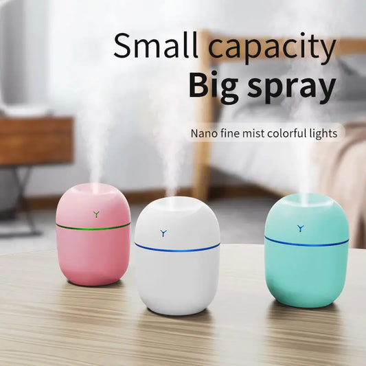 HKM-586515 220ml Ultrasonic Mini Humidifier and Aroma Oil Diffuser with USB and Colourful Night Light for Home and Car