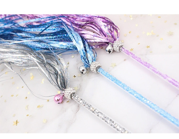 HKM-5865533 Colorful Ringing Paper Tassel Cat Teaser Toy - 26-40 cm Long Acrylic Stick