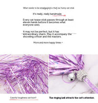 HKM-5865533 Colorful Ringing Paper Tassel Cat Teaser Toy - 26-40 cm Long Acrylic Stick