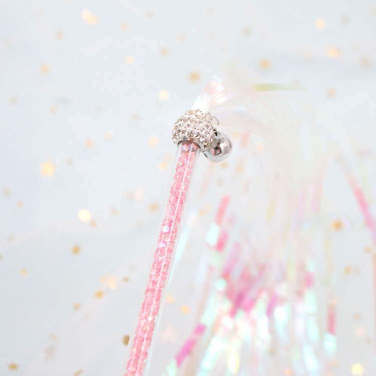 HKM-5865533 Colorful Ringing Paper Tassel Cat Teaser Toy - 26-40 cm Long Acrylic Stick