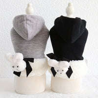 HKM-5867069 Cozy Three-Dimensional Rabbit Wool Coat for Dogs - Casual Cotton Pet Jacket in Gray and Black