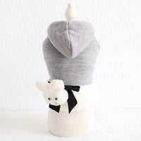 HKM-5867069 Cozy Three-Dimensional Rabbit Wool Coat for Dogs - Casual Cotton Pet Jacket in Gray and Black