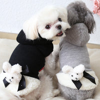 HKM-5867069 Cozy Three-Dimensional Rabbit Wool Coat for Dogs - Casual Cotton Pet Jacket in Gray and Black