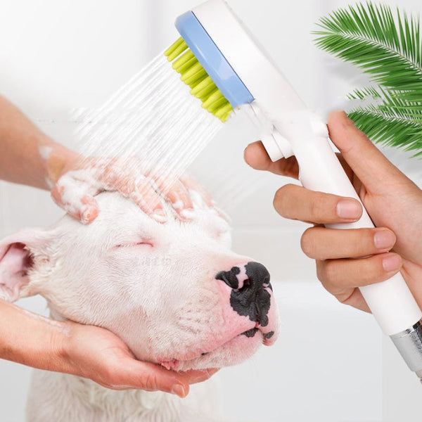 HKM-5868349 Pet Bath and Massage Brush with Shower Head for Cats and Dogs - Gray, Blue, Green