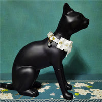 HKM-5868477 Lace and Bowknot Adjustable Pet Collar for Cats - Elegant Short Wedding Dress Style in White