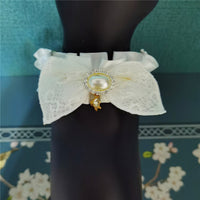 HKM-5868477 Lace and Bowknot Adjustable Pet Collar for Cats - Elegant Short Wedding Dress Style in White