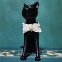 HKM-5868477 Lace and Bowknot Adjustable Pet Collar for Cats - Elegant Short Wedding Dress Style in White