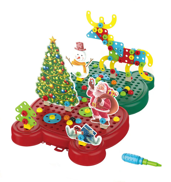 HKM-586899 Christmas Themed Educational DIY Nut Building Blocks Set for Kids 3D Puzzle Assembly Toy