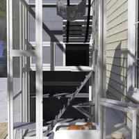 HKM-5870141 Outdoor Cat Enclosure with 4-Tier Design, 3 Platforms, Soft Ladder, Ramps, and Hammock in Gray
