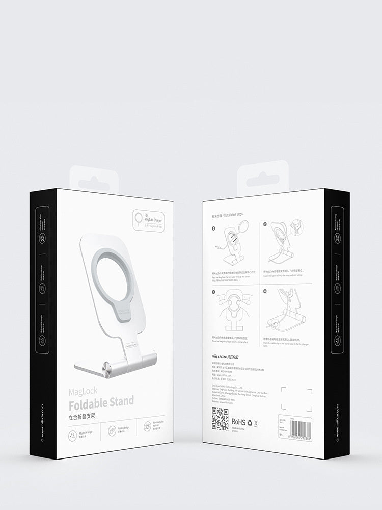 HKM-587027 Foldable Aluminium Alloy Phone Stand with Magnetic Wireless Fast Charging for iPhone 12 Mini/12 Pro Max