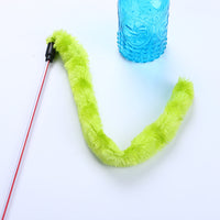 HKM-5871293 Plush Cat Teaser Toy with 50CM Rod - Available in Blue, Rose Red, Purple, and Green