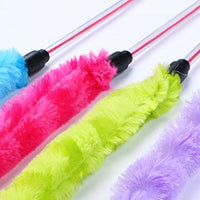 HKM-5871293 Plush Cat Teaser Toy with 50CM Rod - Available in Blue, Rose Red, Purple, and Green