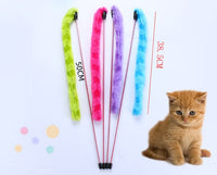 HKM-5871293 Plush Cat Teaser Toy with 50CM Rod - Available in Blue, Rose Red, Purple, and Green