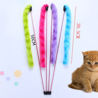 HKM-5871293 Plush Cat Teaser Toy with 50CM Rod - Available in Blue, Rose Red, Purple, and Green
