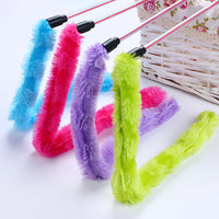 HKM-5871293 Plush Cat Teaser Toy with 50CM Rod - Available in Blue, Rose Red, Purple, and Green