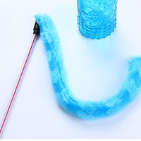 HKM-5871293 Plush Cat Teaser Toy with 50CM Rod - Available in Blue, Rose Red, Purple, and Green