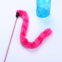 HKM-5871293 Plush Cat Teaser Toy with 50CM Rod - Available in Blue, Rose Red, Purple, and Green