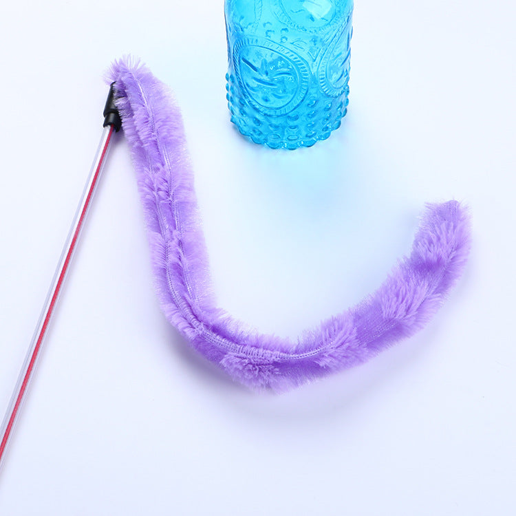 HKM-5871293 Plush Cat Teaser Toy with 50CM Rod - Available in Blue, Rose Red, Purple, and Green