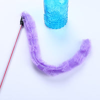 HKM-5871293 Plush Cat Teaser Toy with 50CM Rod - Available in Blue, Rose Red, Purple, and Green