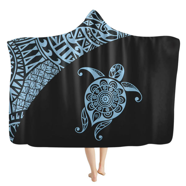 HKM-587155 Bohemian Turtle Hooded Flannel Blanket - Soft Polyester Fiber, Multiple Sizes and Colors Available