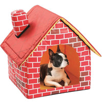 HKM-587155 Cozy Cat Litter Cabin with Removable Cushion – Brick Color, 39x40.5x44CM