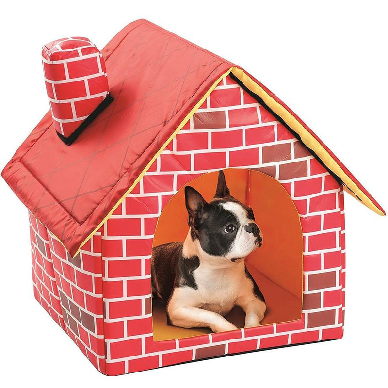 HKM-587155 Cozy Cat Litter Cabin with Removable Cushion – Brick Color, 39x40.5x44CM