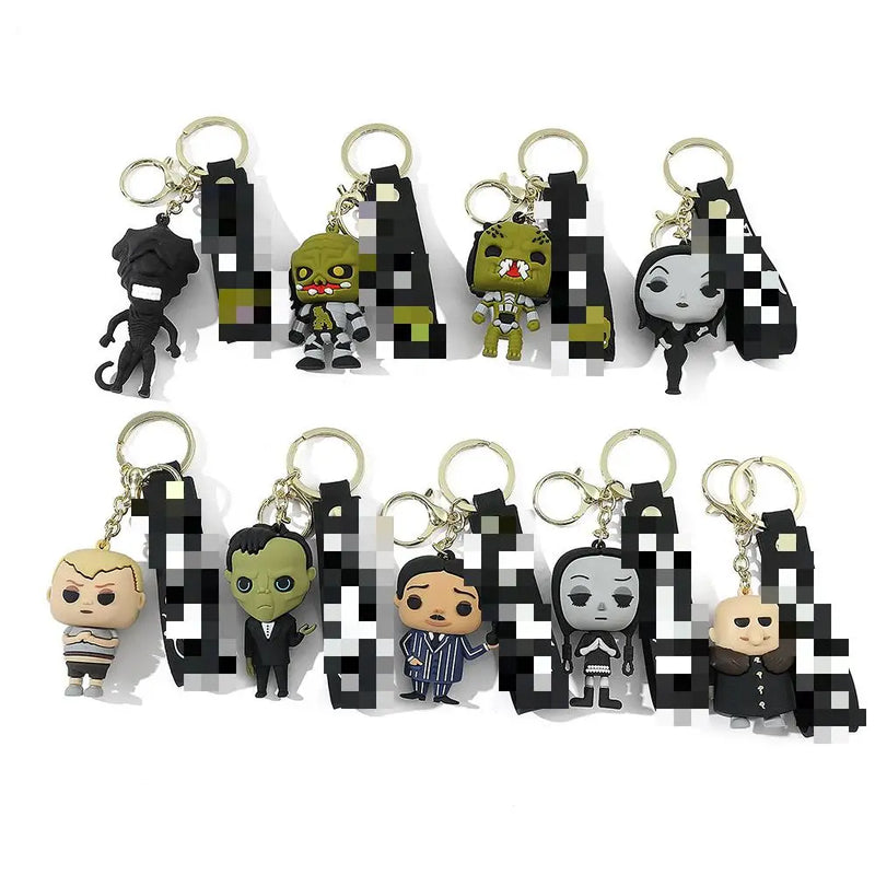 HKM-587155 Cute Cartoon Ring Doll Keychain for Car and Backpack Decoration - Silicone Rubber Pendant