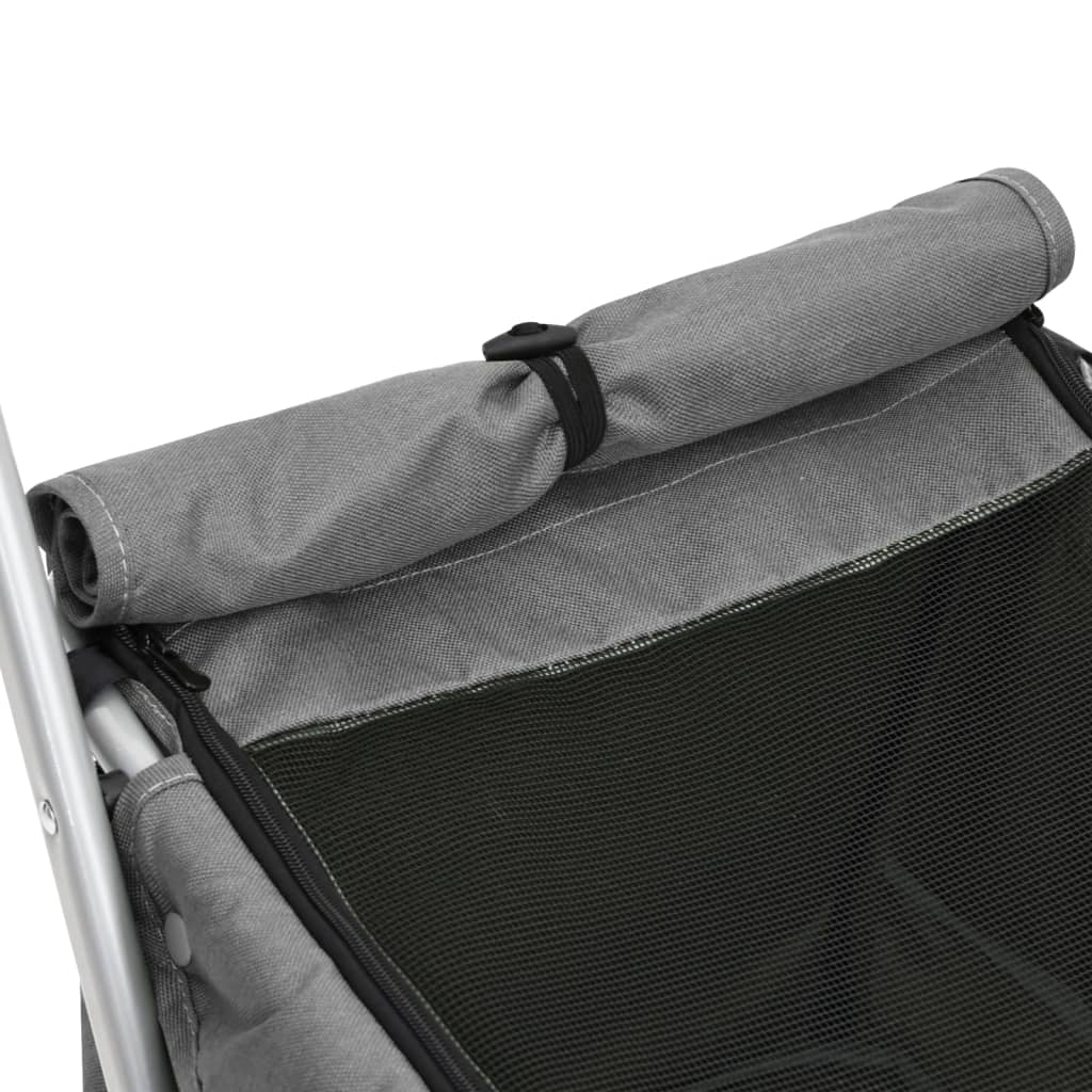 HKM-5871933 Foldable Pet Stroller with Sun Canopy in Gray, Made of 300D Linen Fabric, Suitable for Dogs and Cats, Maximum Load 15 kg