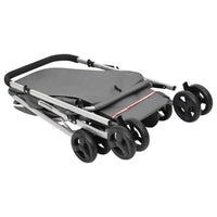 HKM-5871933 Foldable Pet Stroller with Sun Canopy in Gray, Made of 300D Linen Fabric, Suitable for Dogs and Cats, Maximum Load 15 kg